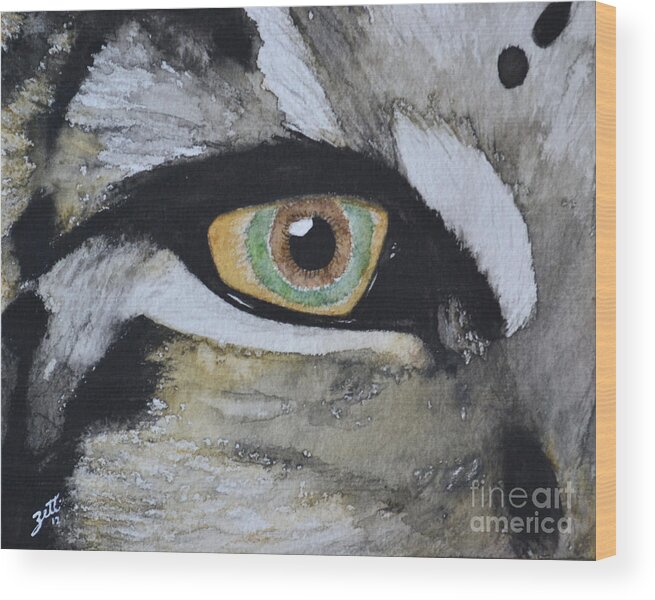  Eye Wood Print featuring the painting Endangered eye I by Suzette Kallen