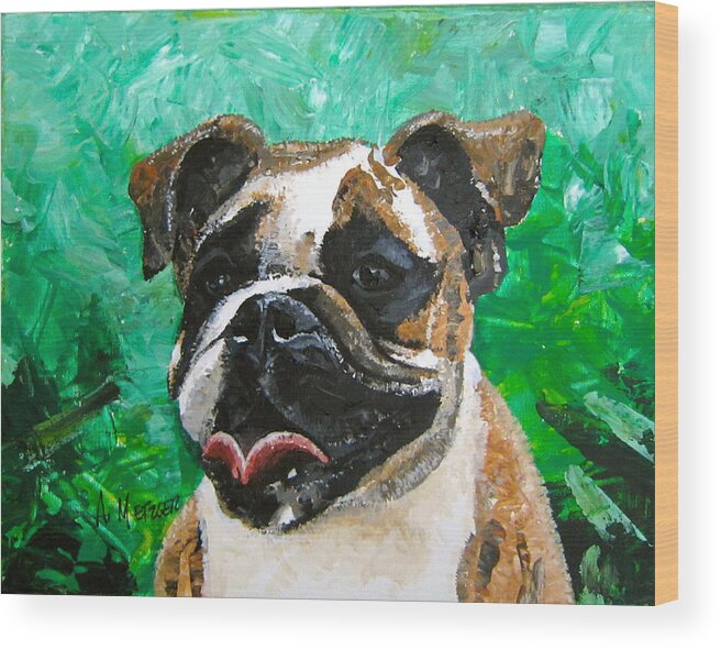 Bulldog Wood Print featuring the painting English wonder. by Alan Metzger