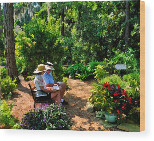 Garden Wood Print featuring the photograph Loving Couple Enjoying Their Prayer Garden by Ginger Wakem