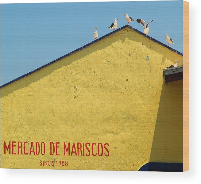 Mexico Wood Print featuring the photograph Ensenada Harbour Fish Market 33 by JustJeffAz Photography