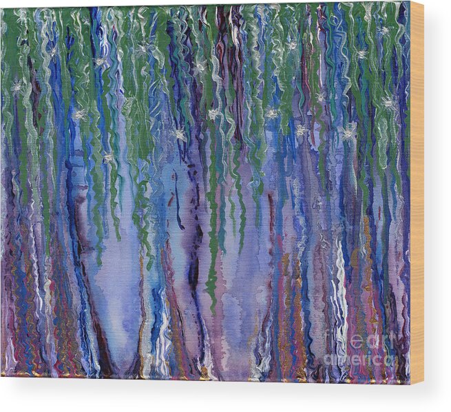 Abstract Wood Print featuring the painting Etheric Forest by Julia Stubbe