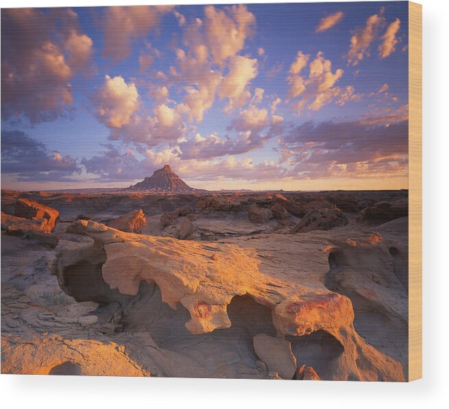 Luna Mesa Wood Print featuring the photograph Factory Butte by Ray Mathis