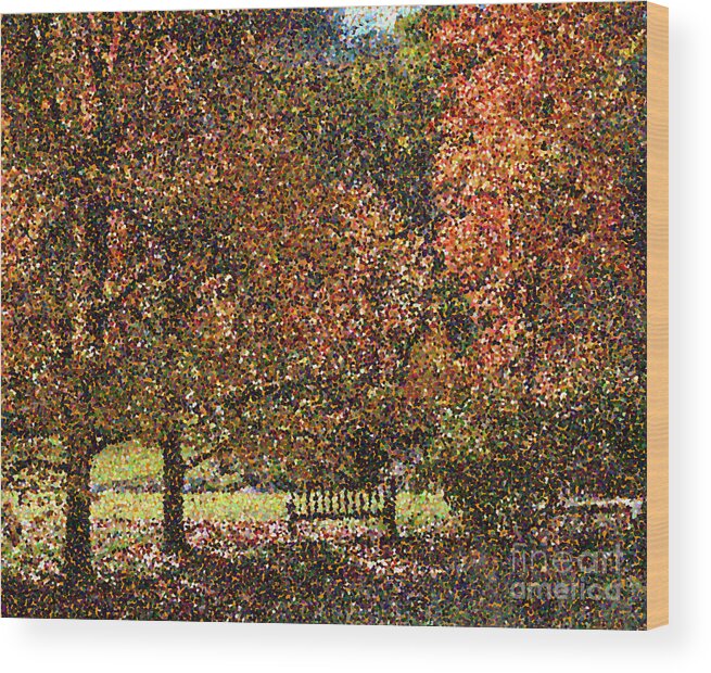 Pointillism Wood Print featuring the digital art Fall Trees by Nicholas Burningham