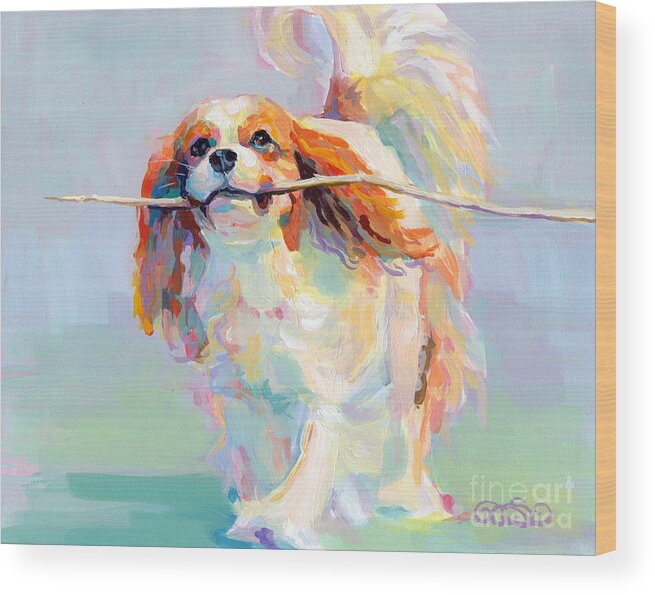 Cavalier King Charles Spaniel Wood Print featuring the painting Fiddlesticks by Kimberly Santini