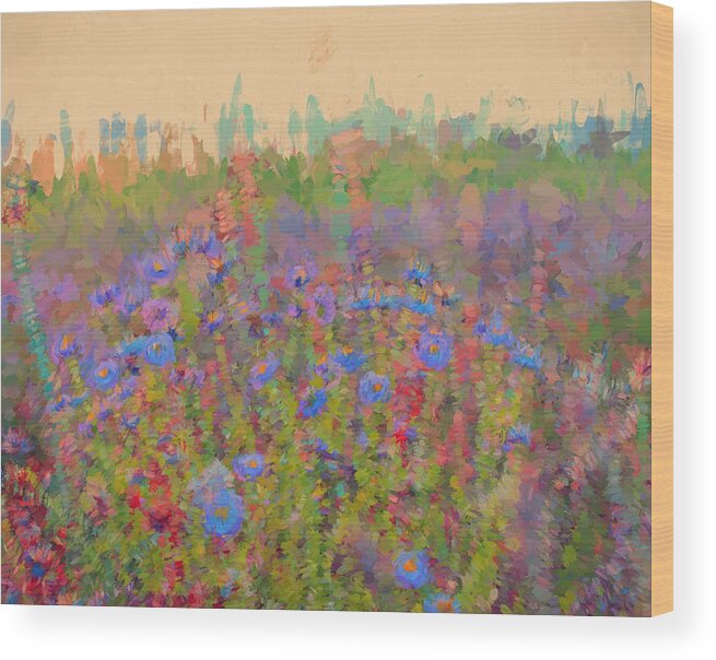 Flowers Wood Print featuring the digital art Field of Flowers by Cathy Anderson