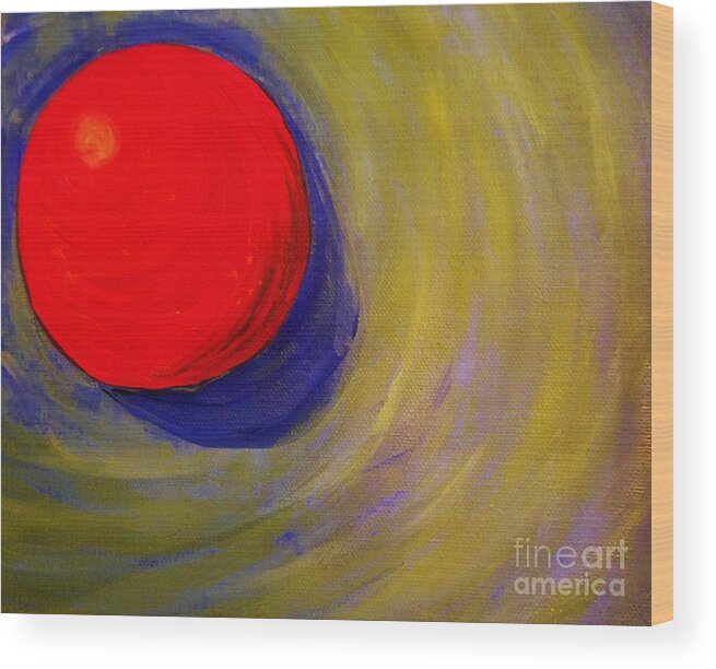 Primary Colors Wood Print featuring the painting Fireball by Brigitte Emme