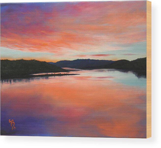 Landscapes Wood Print featuring the painting Arkansas River Sunrise by Glenn Beasley