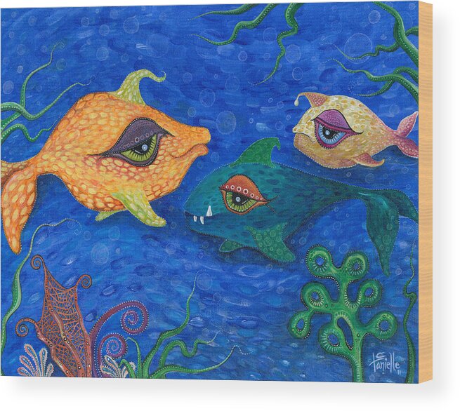 Fish Wood Print featuring the painting Fishin' for Smiles by Tanielle Childers