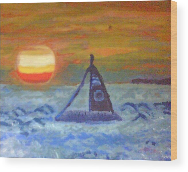 Florida Wood Print featuring the painting Florida Key Sunset by Suzanne Berthier