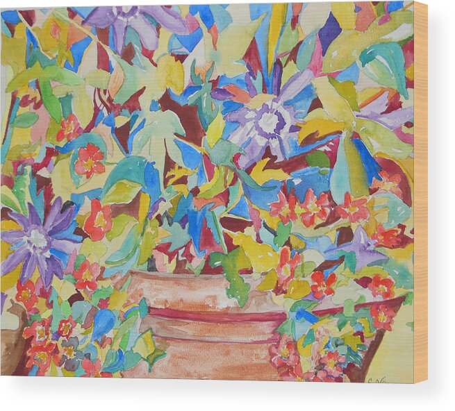 Flowers In Symphony Wood Print featuring the painting Flowers in Symphony by Esther Newman-Cohen