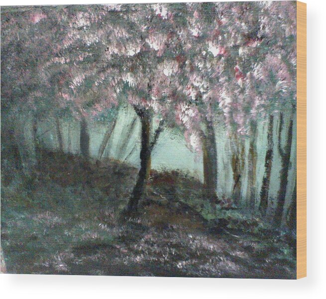 Landscape Wood Print featuring the painting Forest Beauty by J L Zarek