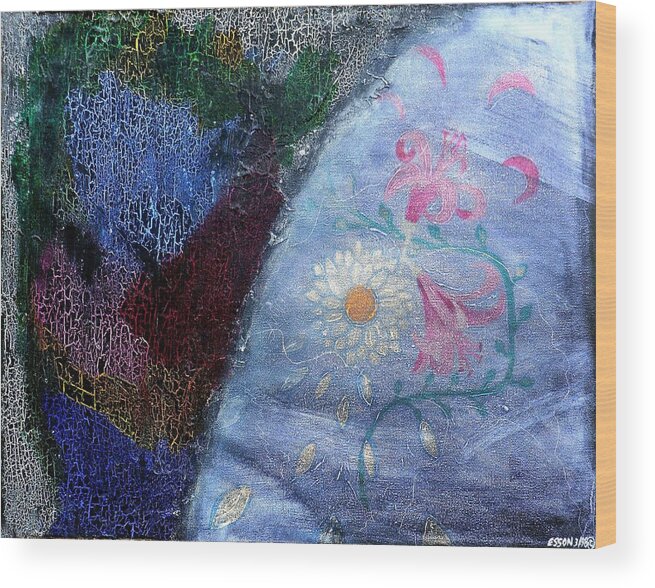 Flower Wood Print featuring the painting Found Fresco Flowers by Genevieve Esson