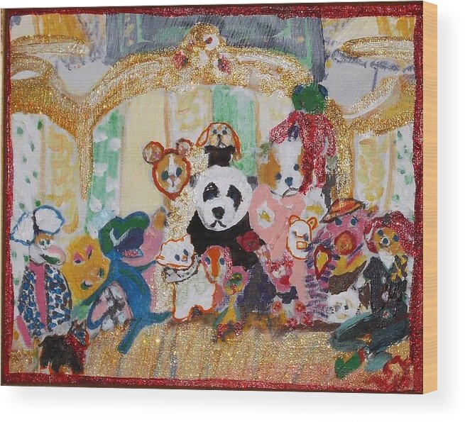 Stuffed Animals Wood Print featuring the painting Gabi's and Lee's by Leslie Byrne