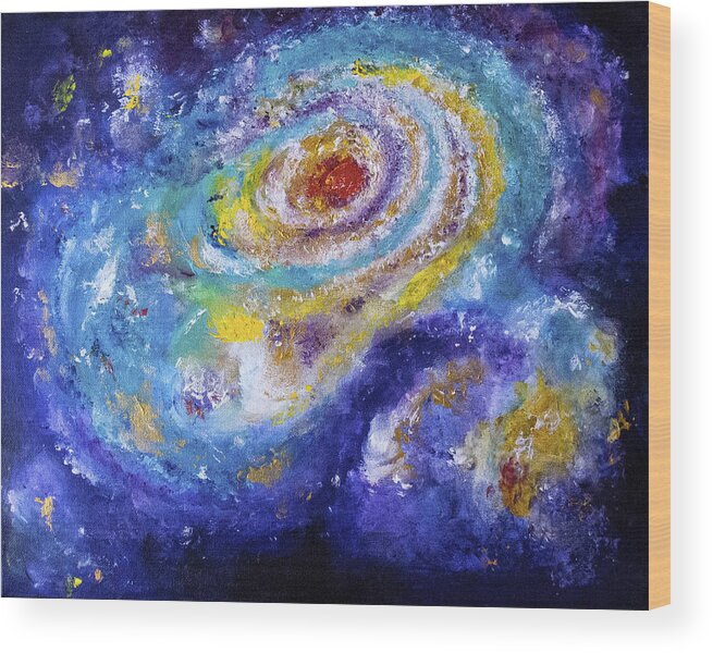 Blue Wood Print featuring the painting Galaxy No.7 by Sally Chan