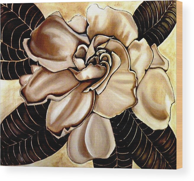 Gardenia Wood Print featuring the painting Gardenia by Victoria Rhodehouse