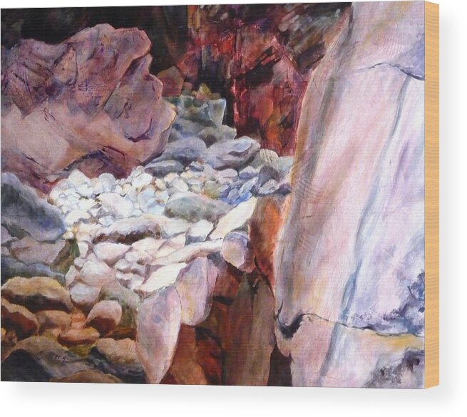 Rocks Wood Print featuring the painting Gems from Heaven by Betty M M Wong
