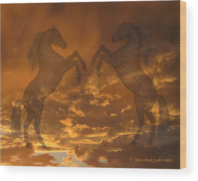 Horses Wood Print featuring the photograph Ghost Horses at Sunset by Donald and Judi Hall