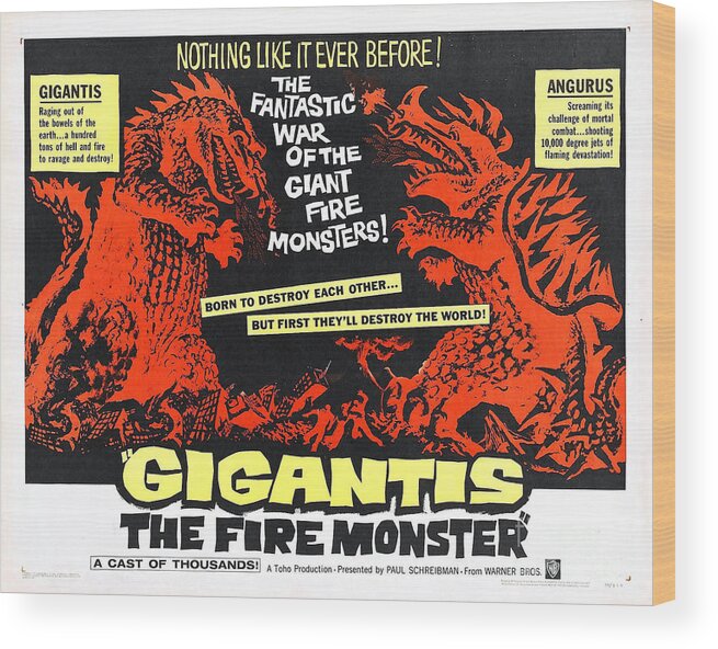 Vintage Wood Print featuring the photograph Gigantis The Fire Monster by Action