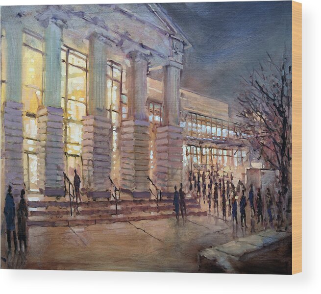 Memorial Auditorium Wood Print featuring the painting Going to Hear Wagner by Dan Nelson