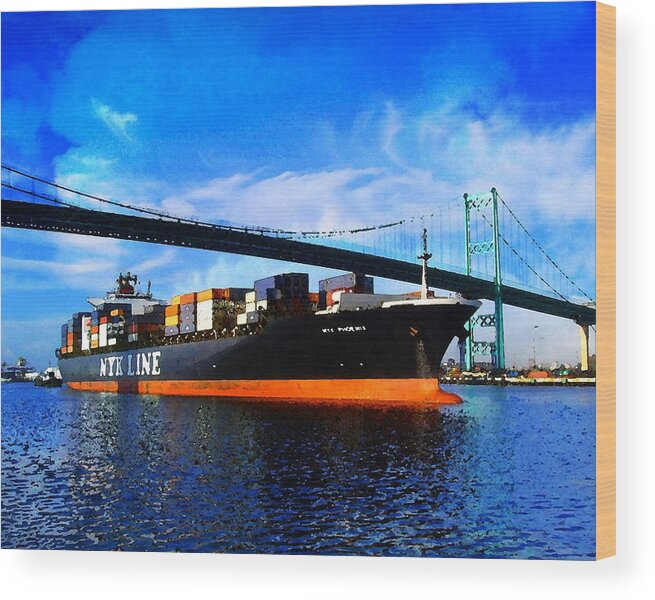 Freighter Wood Print featuring the photograph Going to Sea by Timothy Bulone