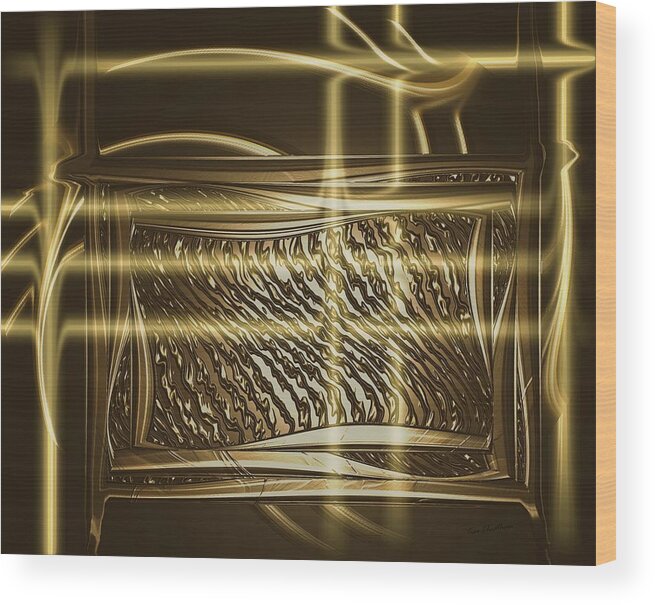 Brown And Gold Wood Print featuring the digital art Gold Chrome Abstract by Kae Cheatham