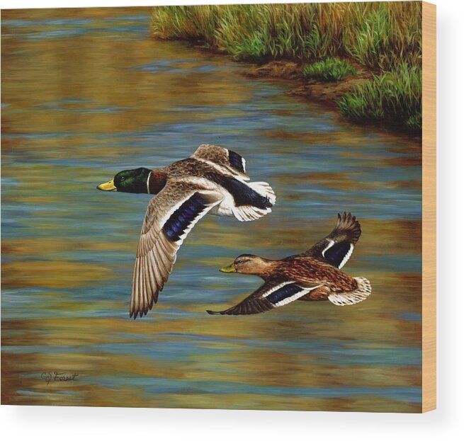 #faatoppicks Wood Print featuring the painting Golden Pond by Crista Forest