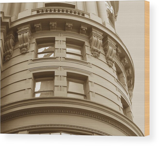 Classical Wood Print featuring the photograph Golden Vintage Building by Connie Fox