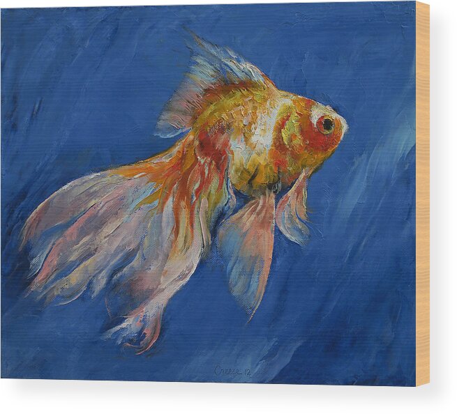 Goldfish Wood Print featuring the painting Goldfish by Michael Creese