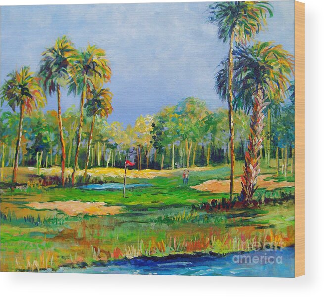 Longboat Key Wood Print featuring the painting Golf in the Tropics by Lou Ann Bagnall