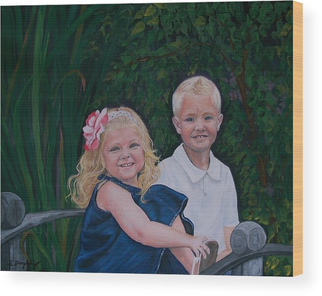 Figurative Wood Print featuring the painting Grampa and Gramma's Joy by Sharon Duguay