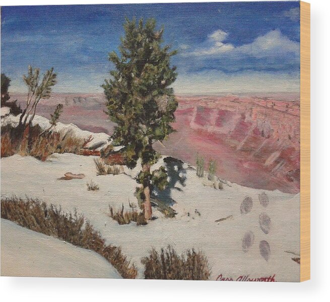 Landscape Wood Print featuring the painting Grand Canyon by Cassy Allsworth