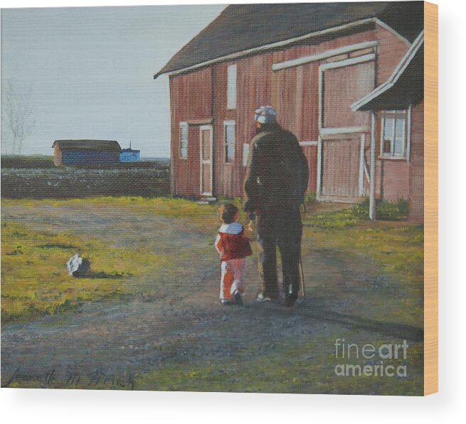 Painting Wood Print featuring the painting Grandpa and Me by Jeanette French