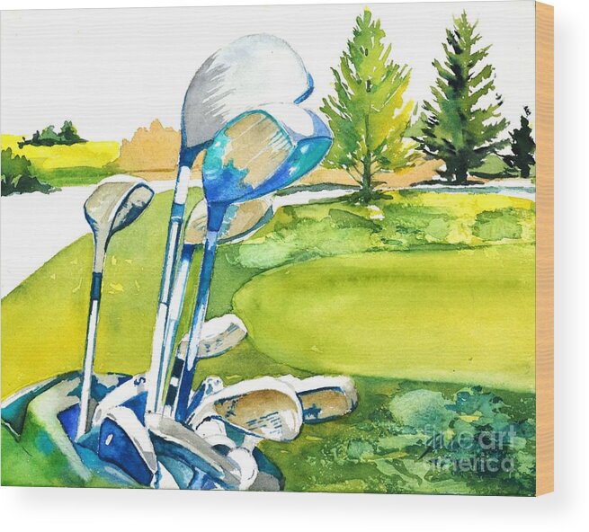 Golf Wood Print featuring the painting Great Aniticipation by Betty M M Wong