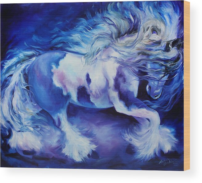 Horse Wood Print featuring the painting GYPSY VANNER in BLUE by Marcia Baldwin