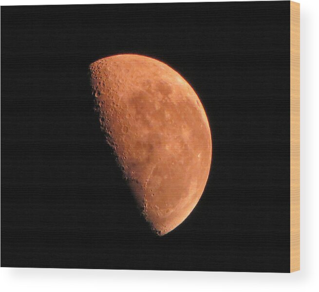 Moon Wood Print featuring the photograph Half Moon by Dawn Key