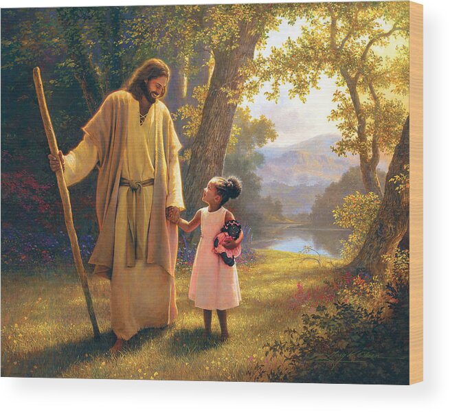 Jesus Wood Print featuring the painting Hand in Hand by Greg Olsen