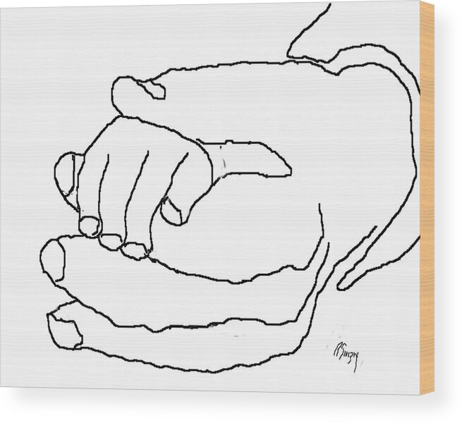 Hand Wood Print featuring the digital art Hand in Hand by R Allen Swezey