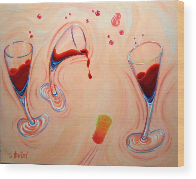 Dancing Wood Print featuring the painting Happy Hour by Sandi Whetzel