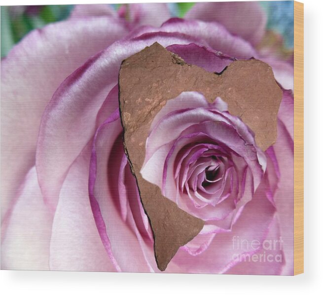 Rose Wood Print featuring the photograph Heart Rock Neptune Rose by Mars Besso