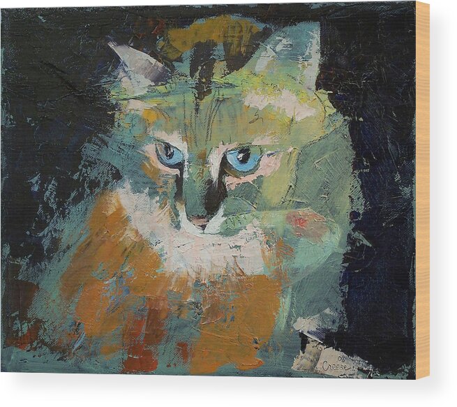 Himalayan Wood Print featuring the painting Himalayan Cat by Michael Creese