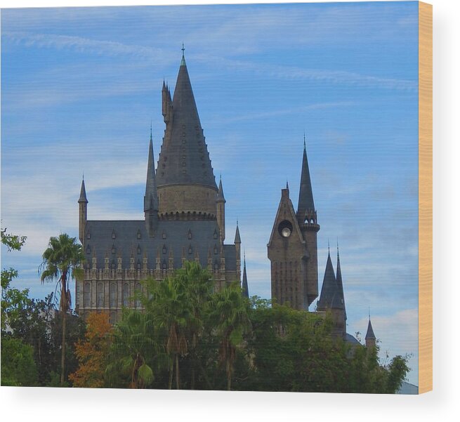 Kathy Long Wood Print featuring the photograph Hogwarts Castle with Towers by Kathy Long