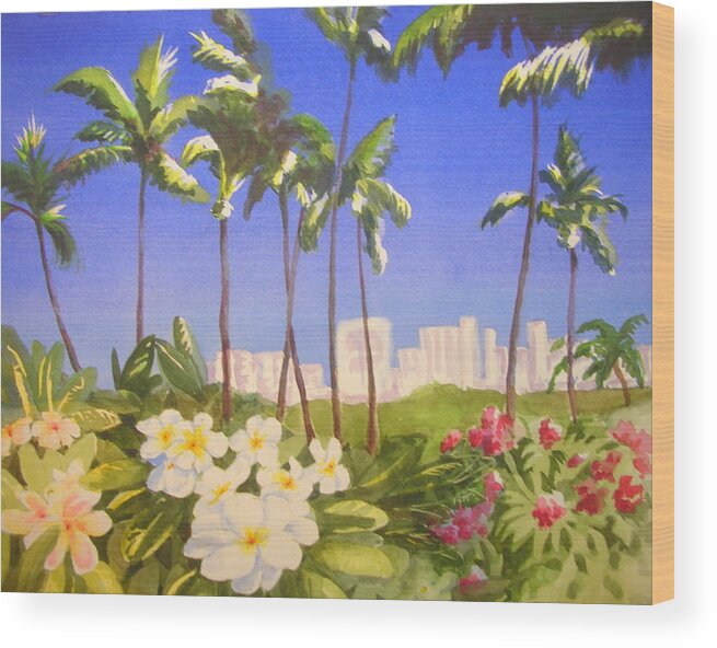 Honolulu Wood Print featuring the painting Honolulu by Barbara Parisien