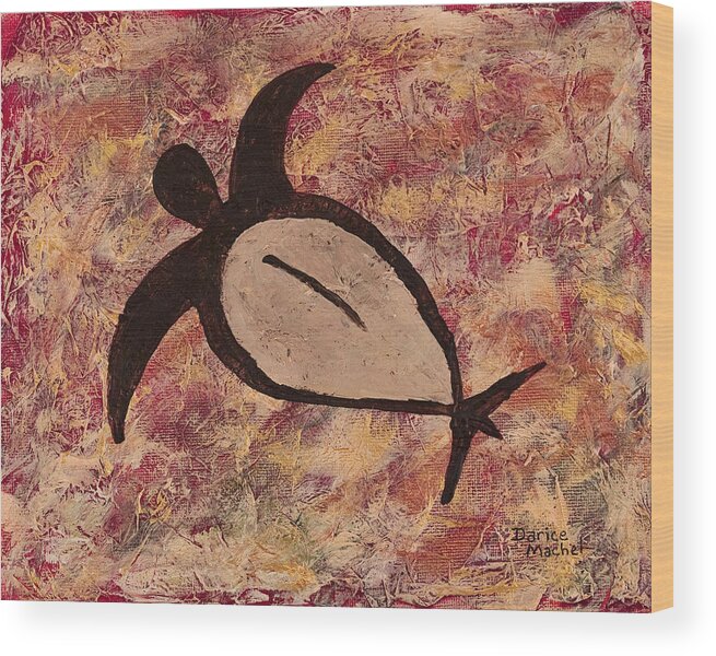 Sea Turtle Wood Print featuring the painting Honu by Darice Machel McGuire