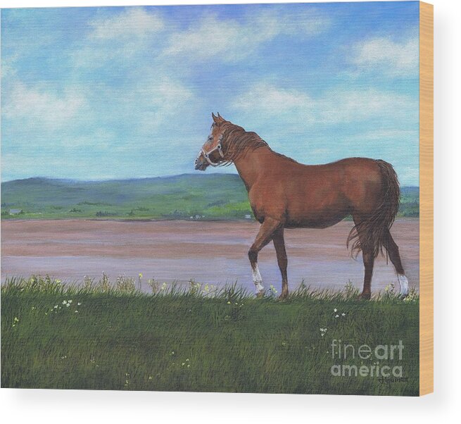Horse Wood Print featuring the painting Horse By The Bay by Janice Guinan
