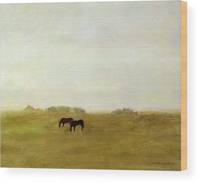 Horses Afield Wood Print featuring the painting Horses Afield by J Reifsnyder