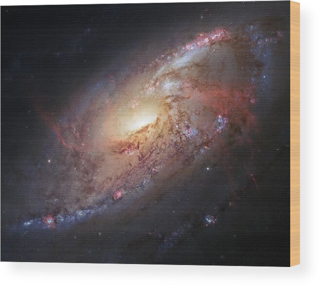 3scape Wood Print featuring the photograph Hubble view of M 106 by Adam Romanowicz