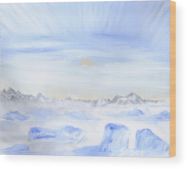 Ice Wood Print featuring the painting Ice Movement by Suzanne Surber