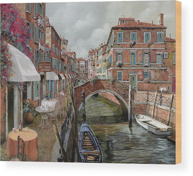 Venice Wood Print featuring the painting Il Fosso Ombroso by Guido Borelli