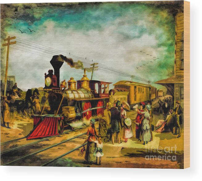 Railroad Wood Print featuring the digital art Illinois Central Railroad 1882 by Lianne Schneider
