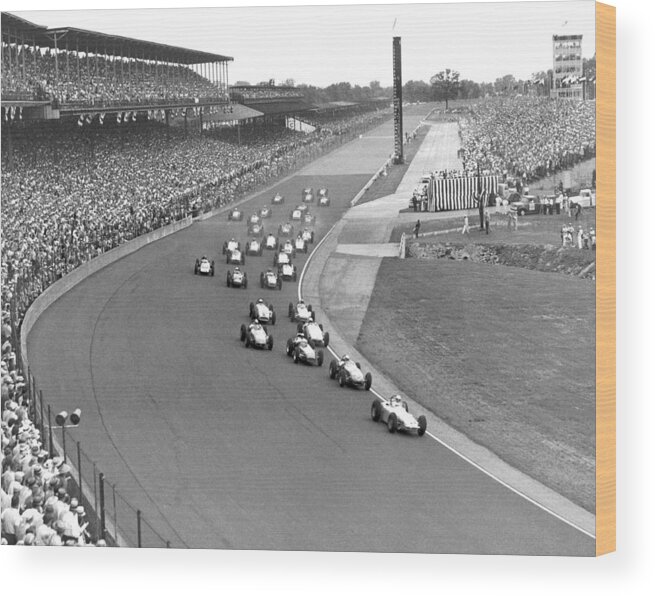 1950's Wood Print featuring the photograph Indy 500 Race Start by Underwood Archives